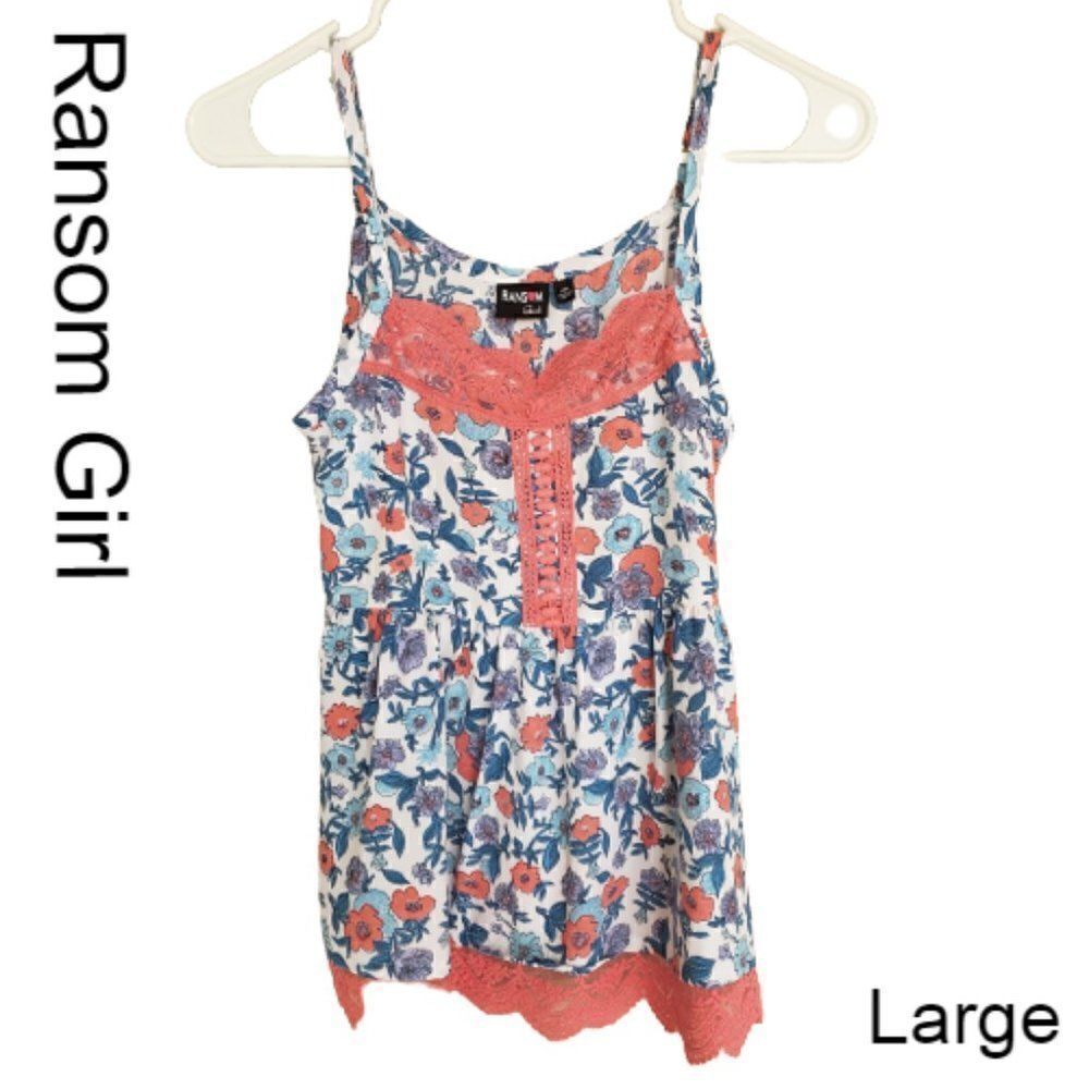 Clearance Girls Tank Top Dressy Lace Floral Cami Sleeveless Top Size 14 NWOT